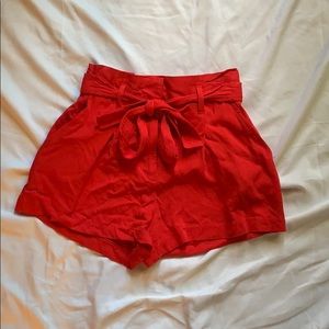 Red paper bag shorts